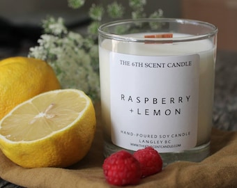 Raspberry + Lemon Scented Candle | Citrus Candle | Scented Soy Candle | Fruity Candle | Summer Candle |