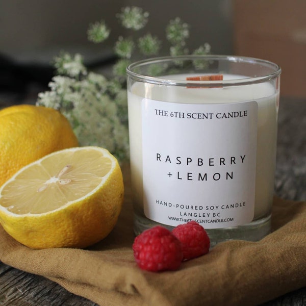 Raspberry + Lemon Scented Candle | Citrus Candle | Scented Soy Candle | Fruity Candle | Summer Candle |