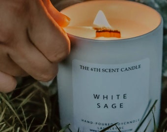 Spring Collection | White Sage Scented Candle | Wood Wick Candle | Scented Soy Candle | Soy Candle