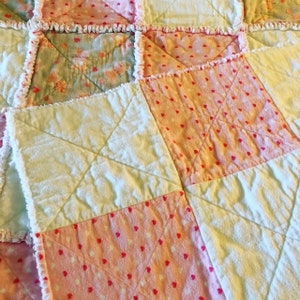 Cute Bunny Rag Quilt/ Baby Rag Quilt/ Child Rag Quilt/Pink Rag Quilt/Lap Quilt