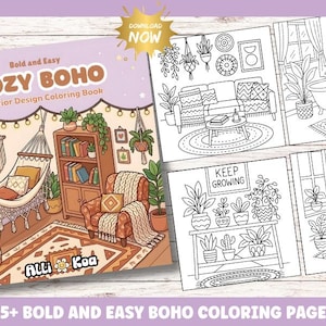 Kolorowanka „Przytulne wnętrza w stylu boho” • Ponad 35 stron do druku (PDF)