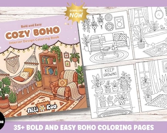 Cozy Boho Interior Designs Coloring Book • 35+ Printable Pages (PDF)