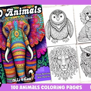 Animal Coloring Pages: 100 Animal Mandala Printable Coloring Pages (Print at Home, PDF Download)