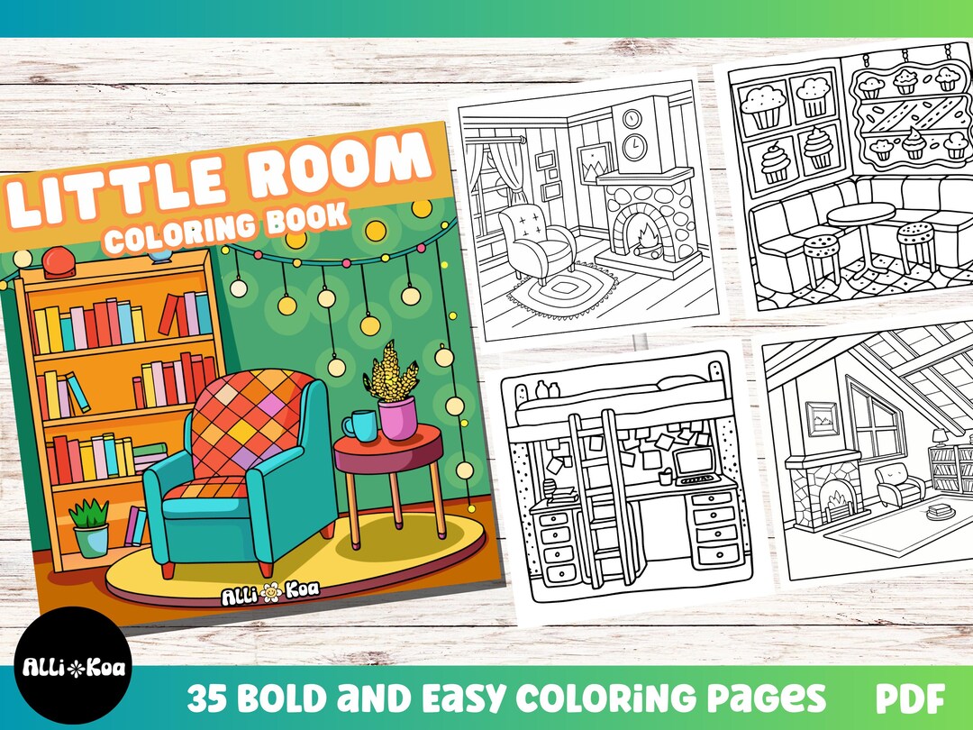 Cozy and Cute Interior Designs Coloring Book L 35 Little Rooms Coloring ...