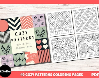 Livre de coloriage Cosy Patterns : 40 pages audacieuses et faciles (téléchargement PDF)