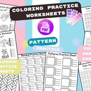 Coloring Practice Pages: Blending, Shading & Swatch Charts (PDF Download)