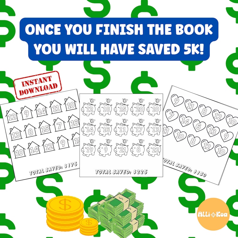 Save By Numbers .pdf Color Your Way to 5K! Money Saving Challenge- Instant Download PDF - Etsy