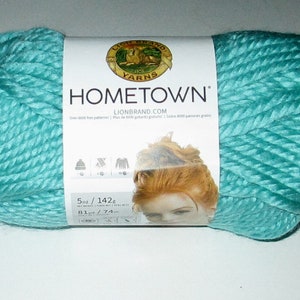 Lion Brand Hometown Yarn Miami Seaform Lt Teal Green  Super Chunky 100% Acrylic Made in USA  Free Shipping