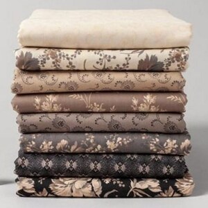 Boundless Park Avenue Fabric  by the Yard Cotton Quilt Quilting Grey Beige Neutral Florals