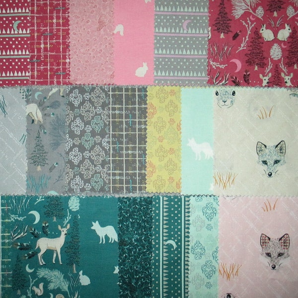 Boundless Wildwood Woodland Forest Animals Collection 100% Cotton Fabric  Quilt Quilting Sewing Wild Wood Grey Rabbit Elk Bear Fox Owl