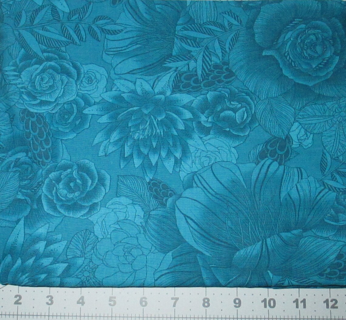Boundless Collage Botanical Blenders Sea Spray Fabric by Yard Etsy