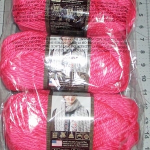 3 Pack Lion Brand Hometown Yarn Honolulu Pink Super Chunky 100% Acrylic Made in USA  Free Shipping