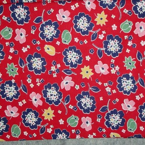 Boundless  30's Revival Retro Red Main Floral Calico 100% Cotton Fabric by the Yard Quilt Quilting Sewing