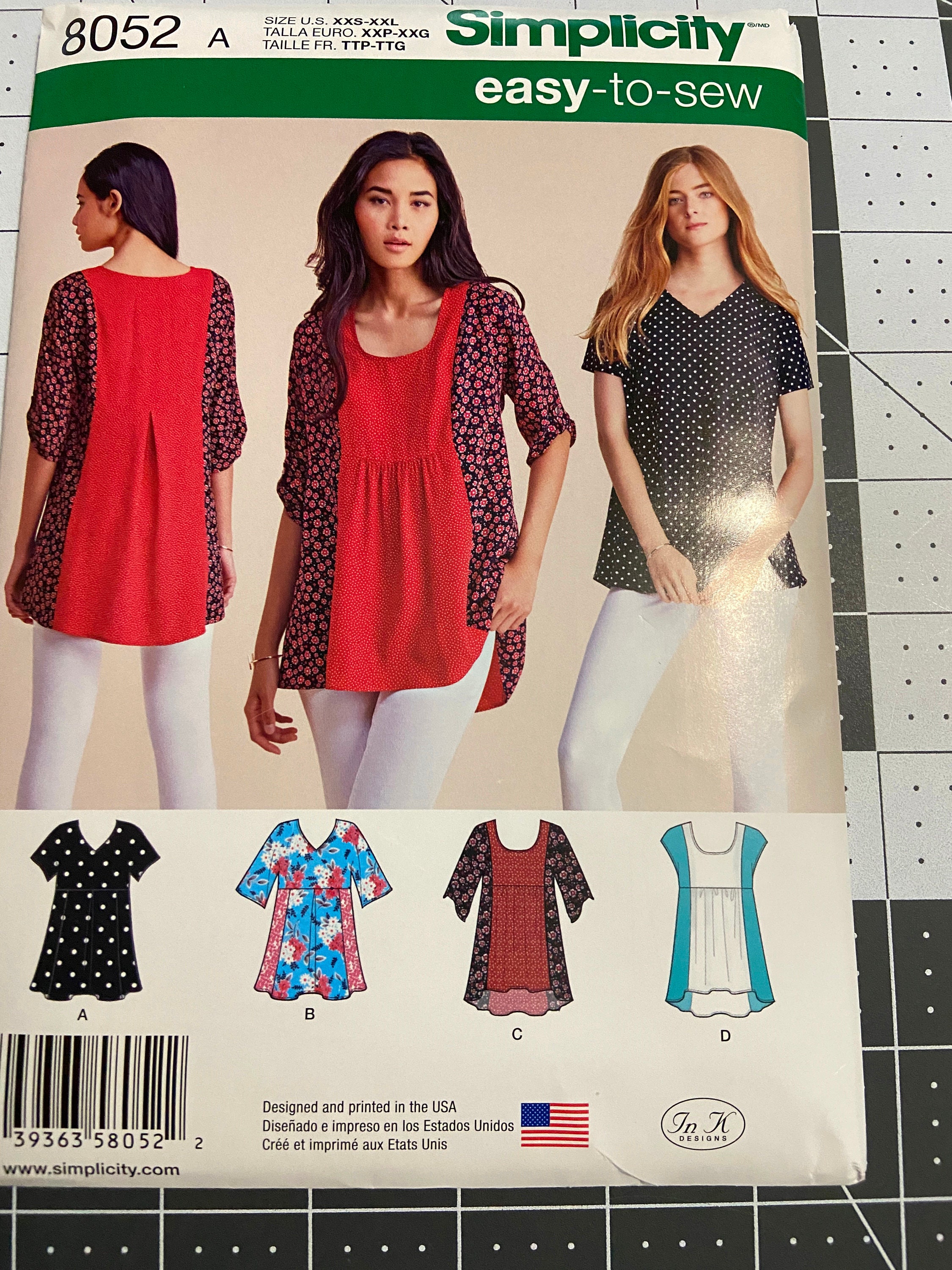  Simplicity 8052 Easy to Sew Women's Blouse Top Sewing