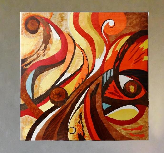 Marqueterie Bois Tableau Mural Arabesques 50x50 cm