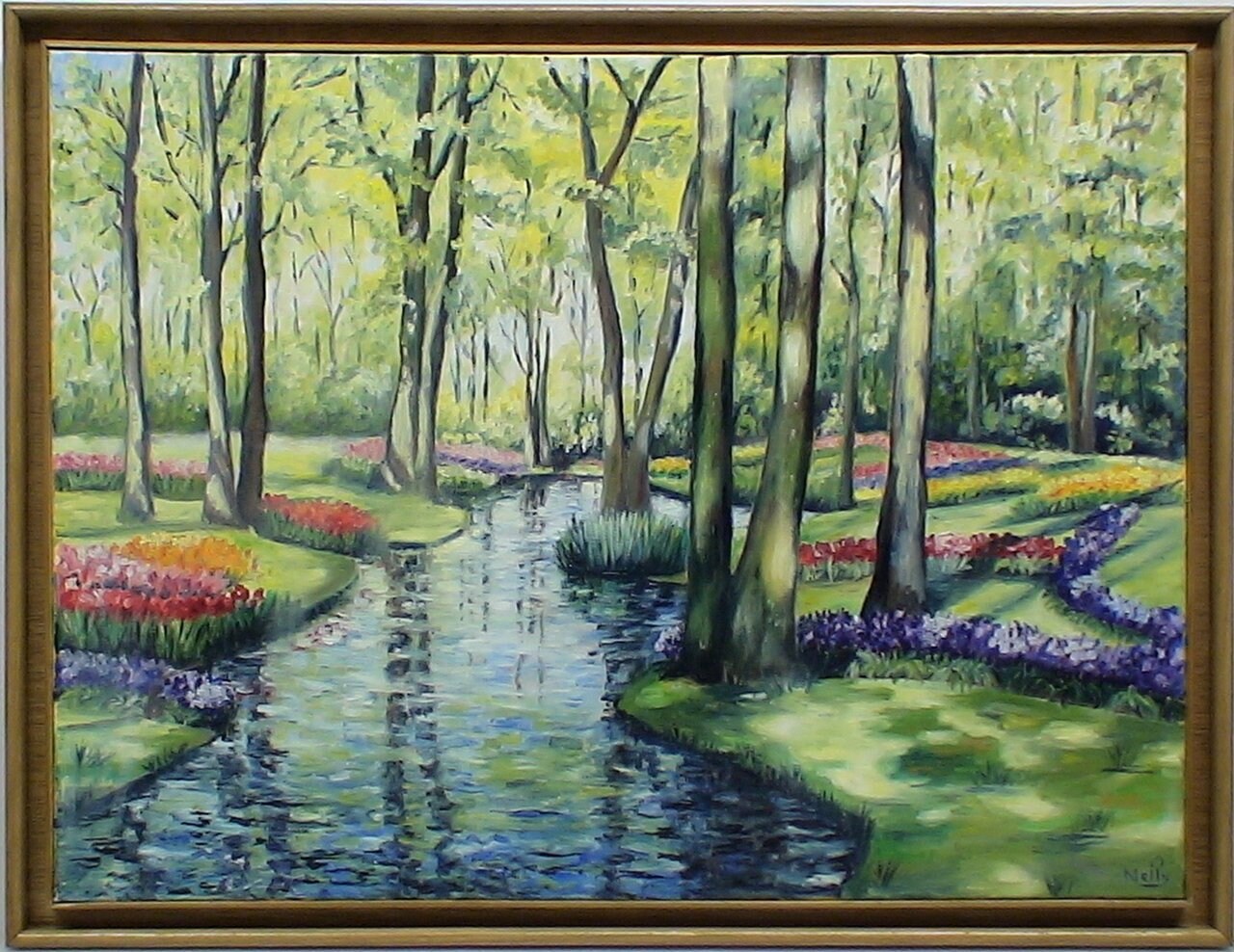 Peinture Huile Nelly La Nature Parc de Keukenhof 46x61