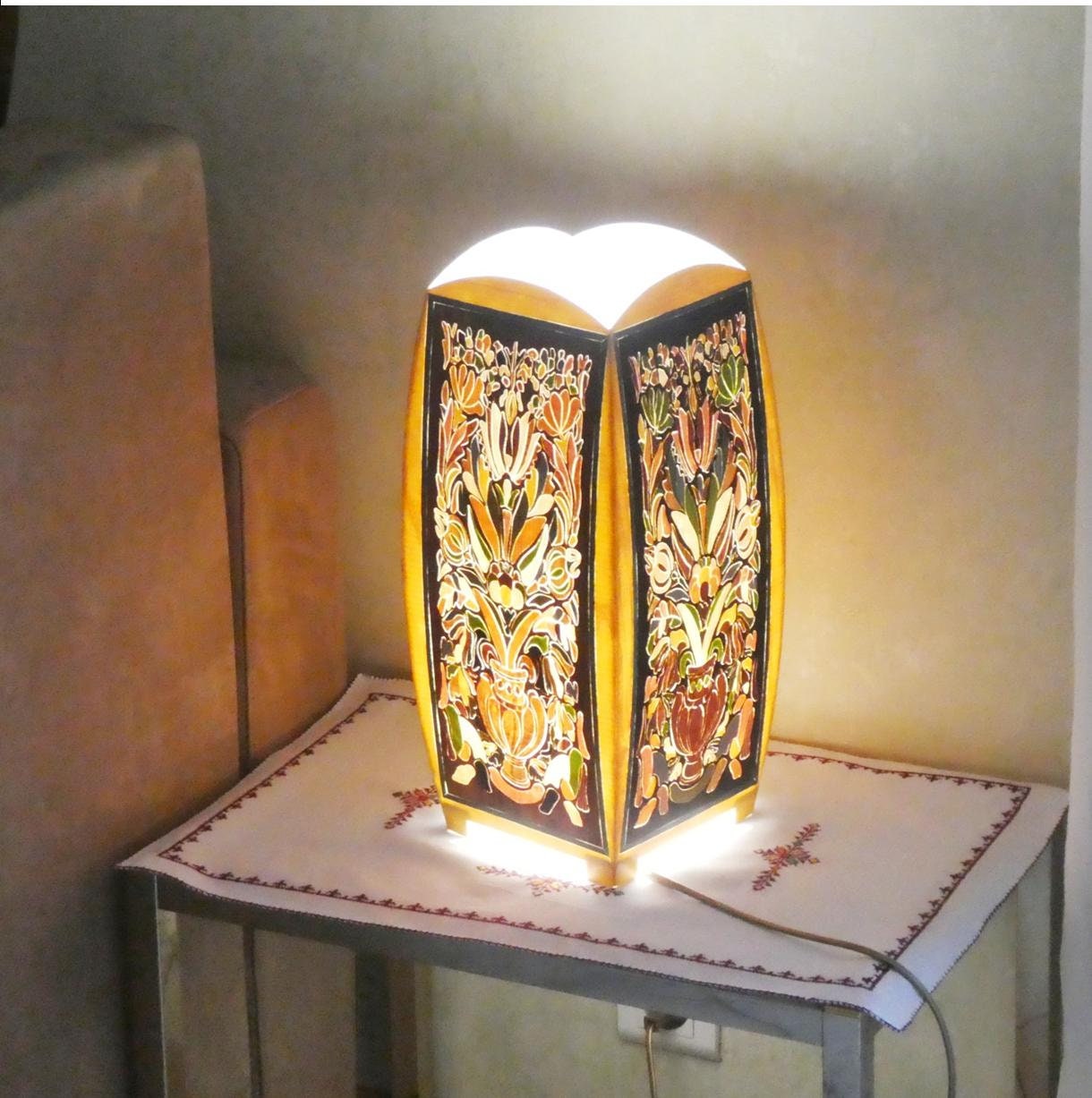 LAMPE Ambiance Marquetry Wood veronique 54x18cm 