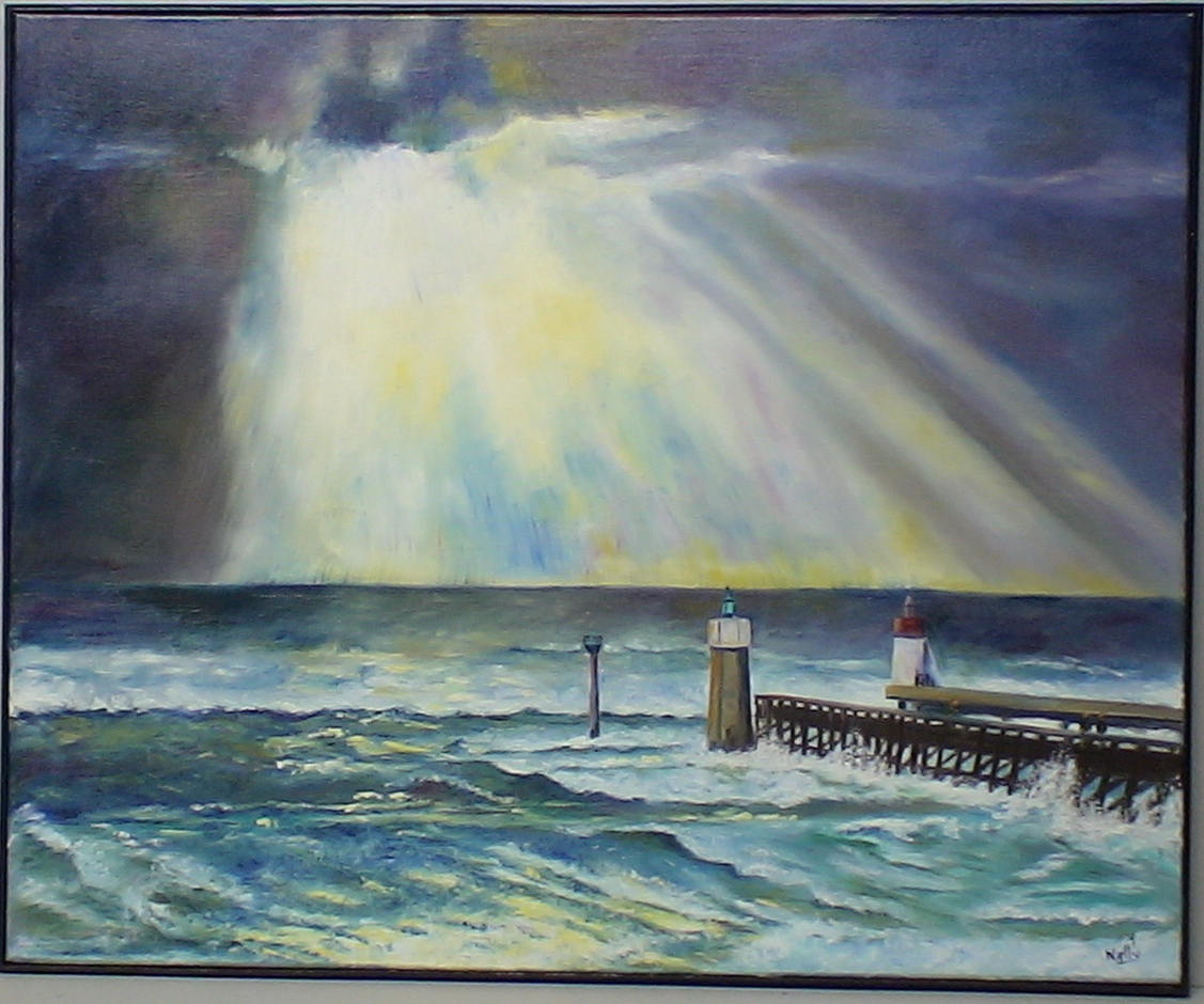 Peinture Huile Nelly Paysage de Mer Capbreton 50x61