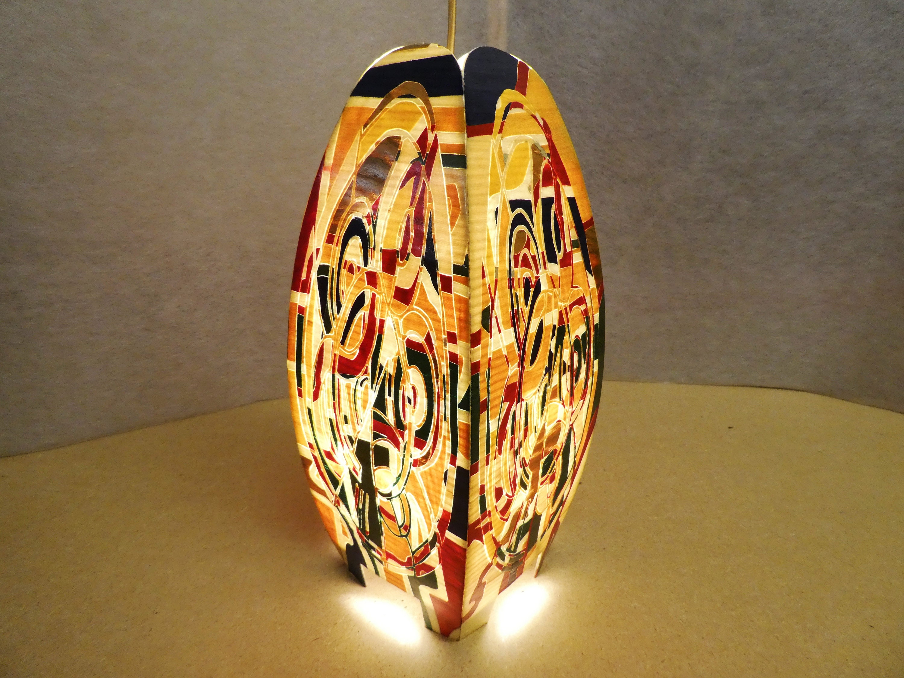Lampe d'ambiance Marqueterie Bois Bretonne 35x15 sur Table