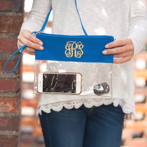 Royal Blue Stadium Friendly Clear Crossbody