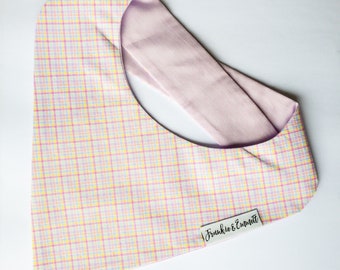 Lilac Check Tie On Dog Bandana, Purple Pet Neckerchief, Rainbow Dog Scarf, Pet Fashion, Dog Scarf, Gift for Dog, Gift for Pet, Pet Bandanna