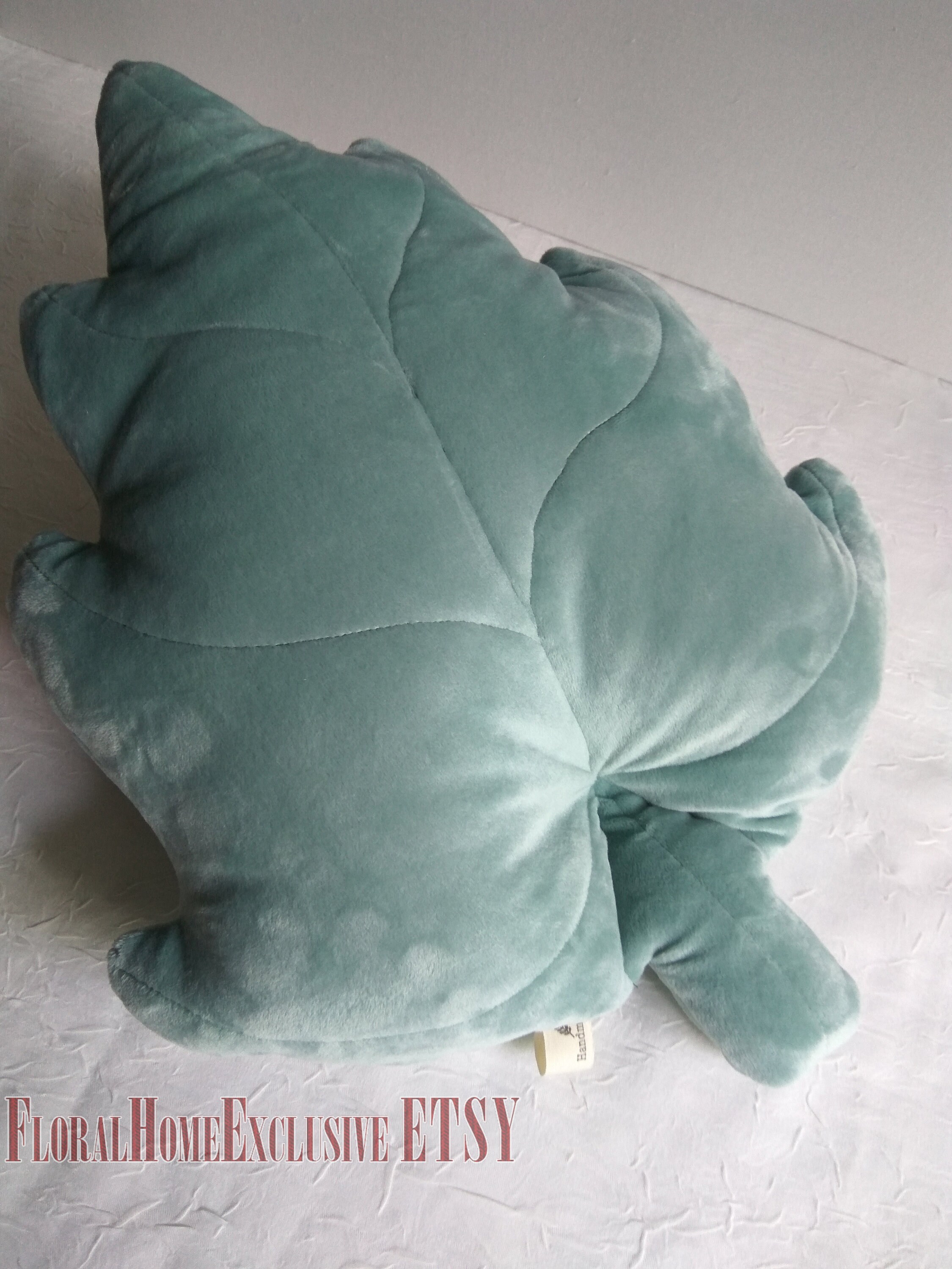 Leaf Shaped Pillows Cushion plush velour green home decor car Etsy