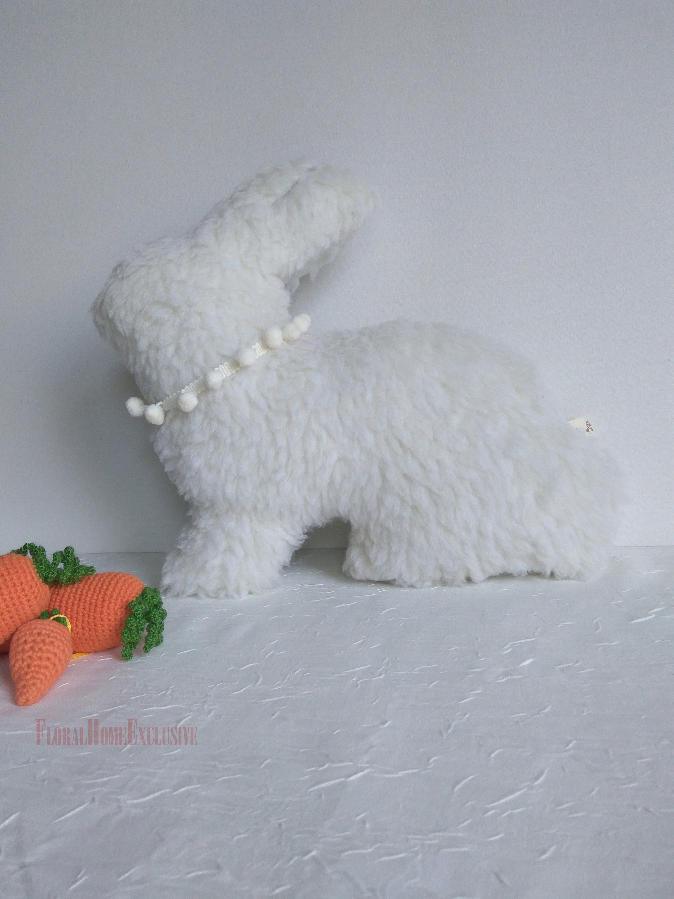 Bunny Easter pillow Carrot set of 2 sherpa throw Rabbit Pillow | Etsy