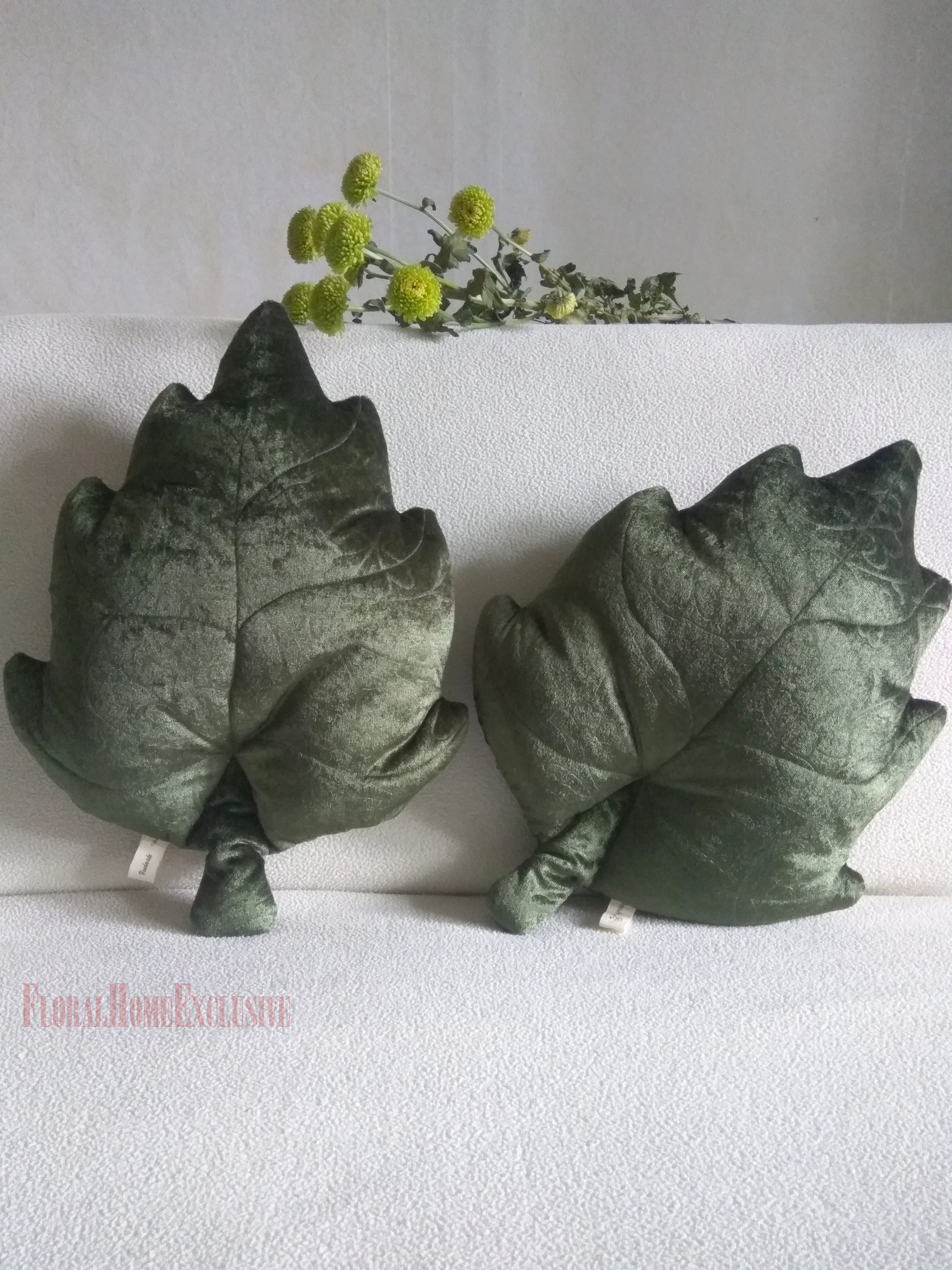 Leaf Shaped Pillows Cushion velour green home decor car Etsy