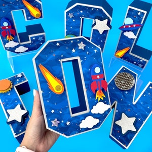 Outer Space 3D Letters, Space Birthday Party, Astronaut Birthday Decor, Outer Space Birthday Decor, First Trip Around the Sun, Rocket Party