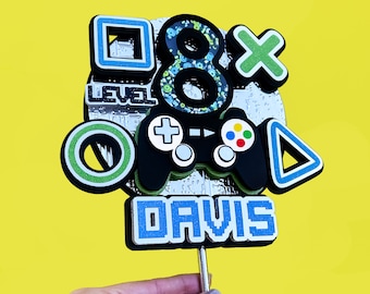 Decorazione per torta a tema videogiochi, festa di compleanno a tema videogiochi, decorazione per torta di compleanno a tema videogiochi, controller per videogiochi, decorazioni per compleanno a tema videogiochi, decorazione per torta a tema videogiochi
