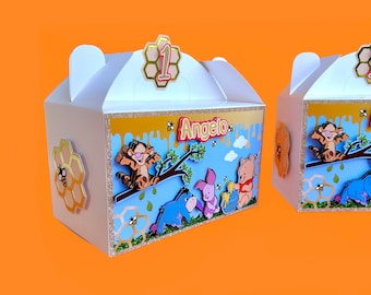 Winnie the Pooh Gable Boxes, Winnie the Pooh Party Favors, Winnie the Pooh 1st Birthday, Winnie the Pooh Favor Box, Pooh Baby Shower