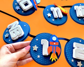 Outer Space Monthly Photo Banner, Space Birthday Party, Space Milestone Banner, First Trip Around the Sun, First Trip Around the Sun Banner