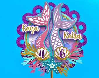 Mermaid Cake Topper, Mermaid Tail Topper, Under The Sea Cake Topper, Mermaid Birthday Decor, Mermaid Party Decor, Mermaid First Birthday