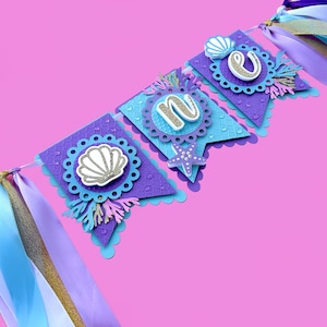 Mermaid High Chair Banner, Under the Sea Birthday Banner, Mermaid 1st Birthday, Mermaid Banner, Mermaid Party Decor, Mermaid Birthday Banner