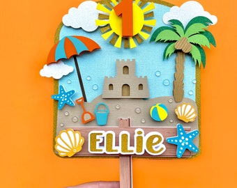 Beach Cake Topper, Beach Birthday Party, Beach First Birthday, Beach Theme Cake Topper, Beach Party Theme, Summer Cake Topper