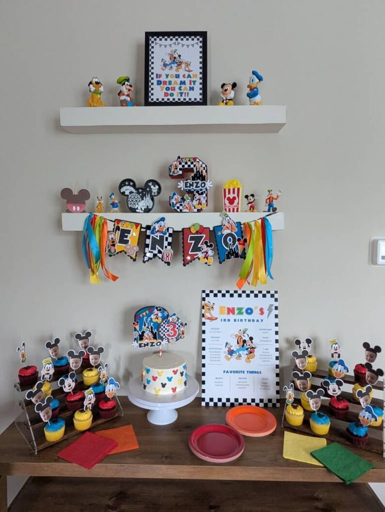 Mickey Mouse and Friends Banner, Mickey Birthday Banner, Mickey 1st Birthday, Mickey Disneyland Banner, Vintage Disneyland Banner image 12