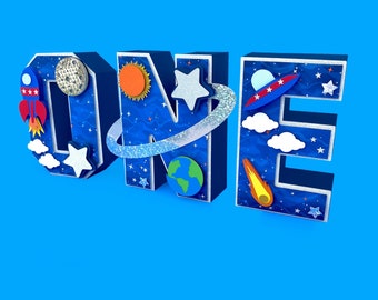 Weltraum 3D Buchstaben, Weltraum-Geburtstagsfeier, Astronaut-Geburtstagsdeko, Weltraum-Geburtstagsdeko, Erste Reise um die Sonne, Raketenparty