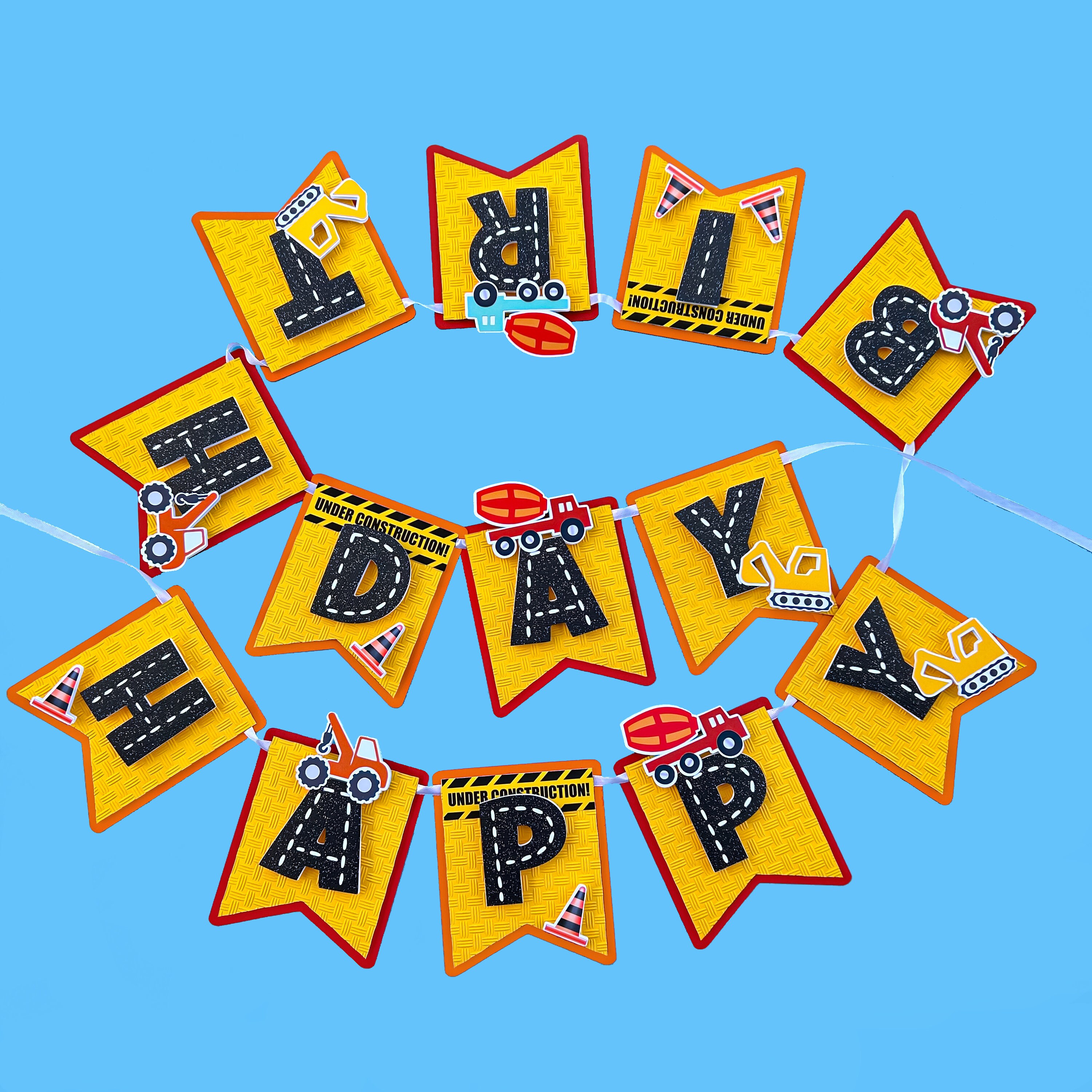 Construction Happy Birthday Banner, Trucks Birthday Party, Trucks Birthday Banner, Construction Birthday Party, Construction Party Banner