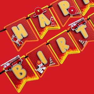 Fire Truck Birthday Banner, Fire Truck Party Decor, Firetruck Party, Firefighter Banner, Fireman Party Banner, Firefighter Birthday