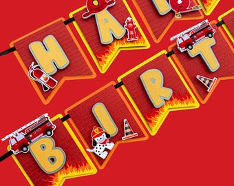 Verjaardagsbanner brandweerwagen, decoratie brandweerwagen feest, brandweerfeest feest, brandweerman banner, brandweerman feest banner, brandweerman verjaardag