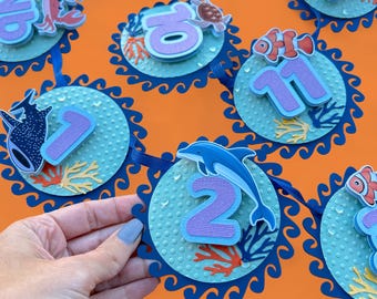 Under the Sea Monthly Banner, ONEder The Sea Birthday, Ocean First Birthday, Whale 1st Birthday, Ocean 1st Birthday, Sea Animals Banner