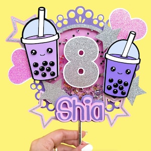 Boba Tea Cake Topper, Bubble Tea Cake Topper, Boba Cake Topper, Kawaii Cake Topper, Boba Party Deko, Boba Tea Geburtstag, Boba Tea Party