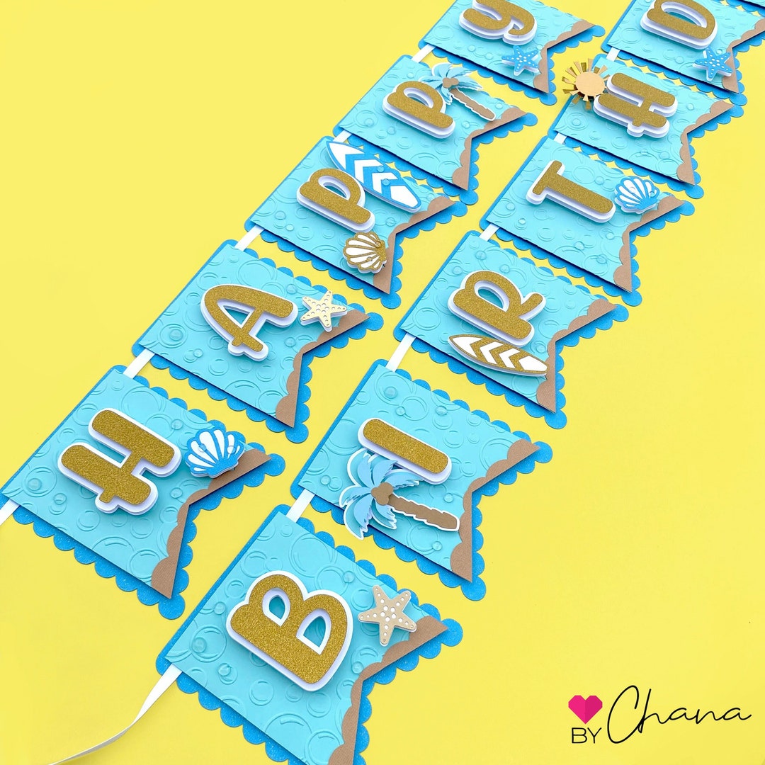 Surf Happy Birthday Banner, Surf Birthday Decor, Surf Birthday Party