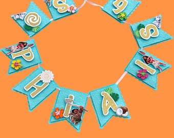 Moana Happy Birthday Banner, Moana Birthday Party, Moana Birthday Banner, Moana Party Decor, Moana Birthday Decoration