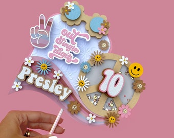 Peace Out Single Digits Cake Topper, Groovy Cake Topper, Groovy 10th Birthday, Retro Groovy Cake Topper, Groovy Themed Party I&#39;m 10 birthday