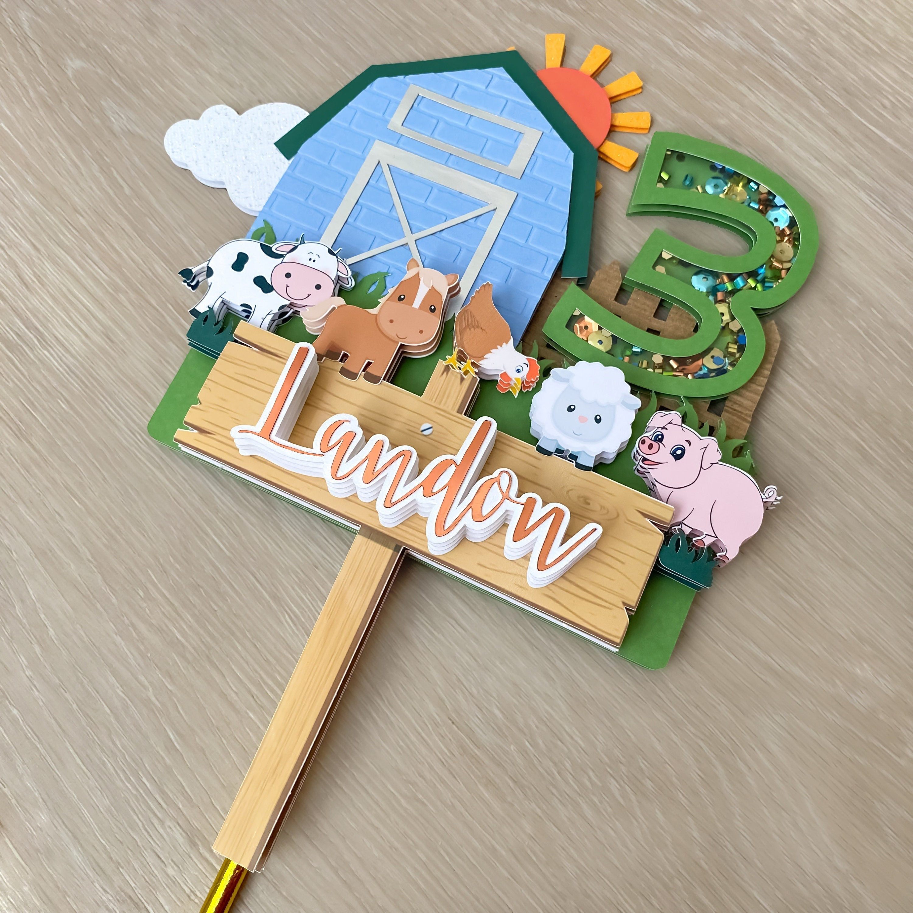 Farm Cake Topper, Farm Birthday Decoration, Farm Party Decor, Barn ...