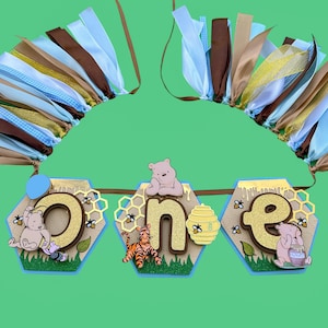 Winnie the Pooh High Chair Banner, Winnie the Pooh ONE Banner, Winnie the Pooh Geburtstagsdekoration, klassische Winnie the Pooh Geburtstagsparty
