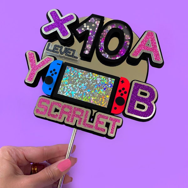 Switch Cake Topper Girl, Gamer Birthday Party, Gaming Cake Topper Birthday, Gamer Birthday Decorations, Switch Birthday Party, Gamer Girl