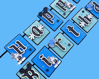 Mickey Mouse Banner, Mickey Banner, Mickey Mouse Birthday Decor, Mickey Party Decor, Sketch Mickey Banner, Happiest Birthday On Earth Banner