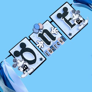 Mickey Highchair Banner, Mickey Birthday Banner, Mickey 1st Birthday, Mickey Disneyland Highchair Banner, Vintage Disneyland Banner
